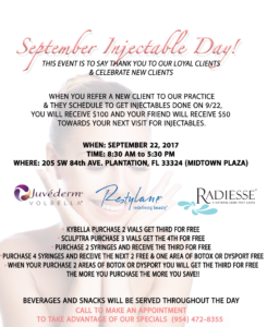 September Injectable Day | Suria Plastic Surgery | Plantation, FL